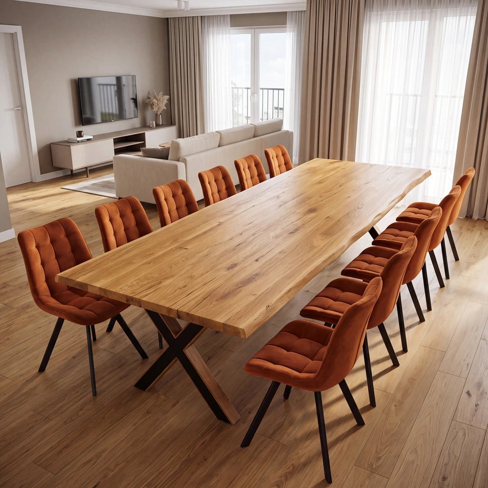 Dębowy stół rustykalny z litego drewna Live Edge 260x100x4 cm - Reelken Polska