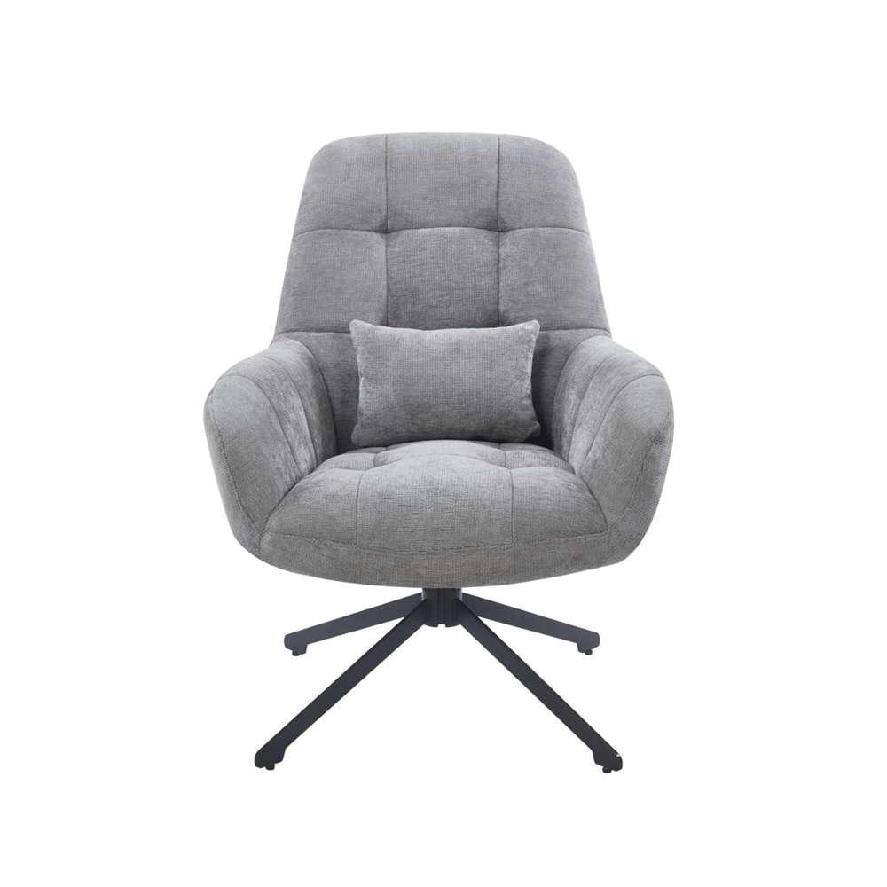 Fotel obrotowy 360° Holms 71x95 cm – Szary, czarny metalowy stelaż