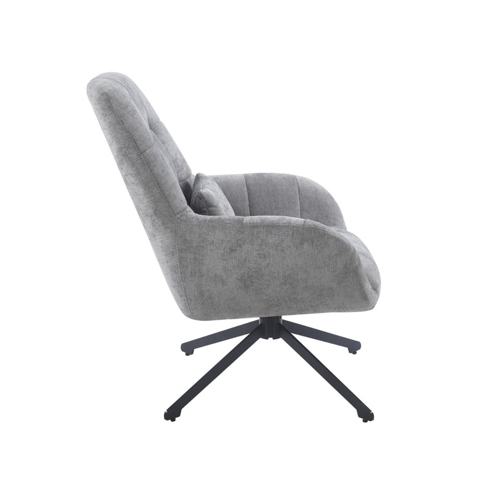 Fotel obrotowy 360° Holms 71x95 cm – Szary, czarny metalowy stelaż