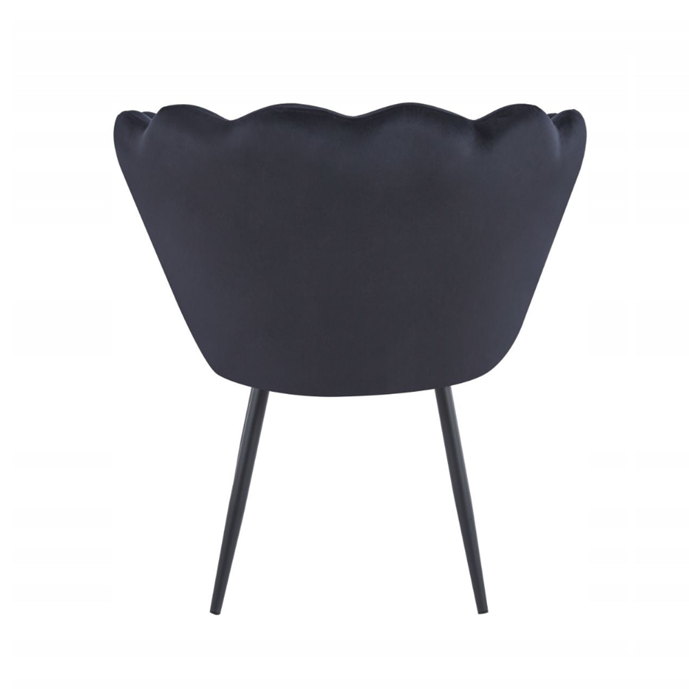 Fotel kubełkowy muszelka Malmo 78x78 cm – Czarny welur, czarne nogi