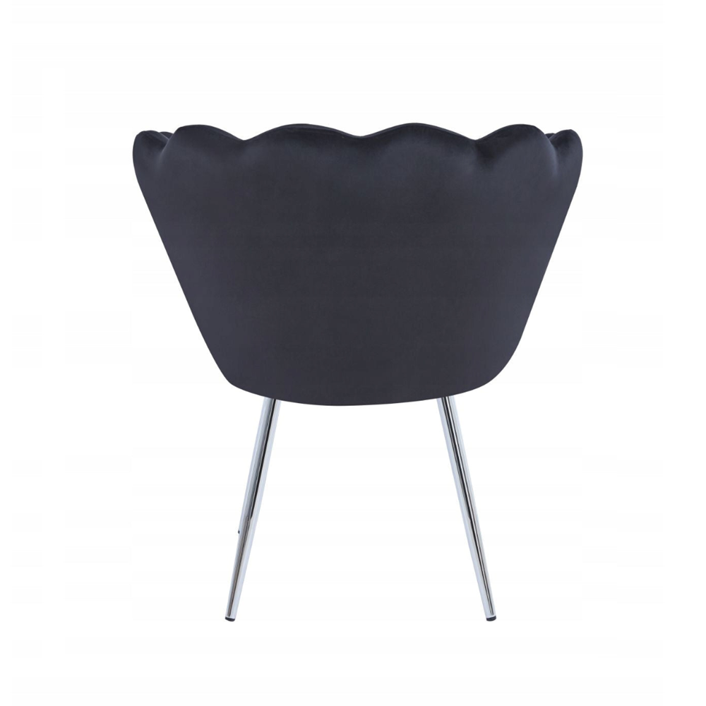 Fotel tapicerowany welurowy Monte 77 cm – Czarny velvet, srebrny chrom