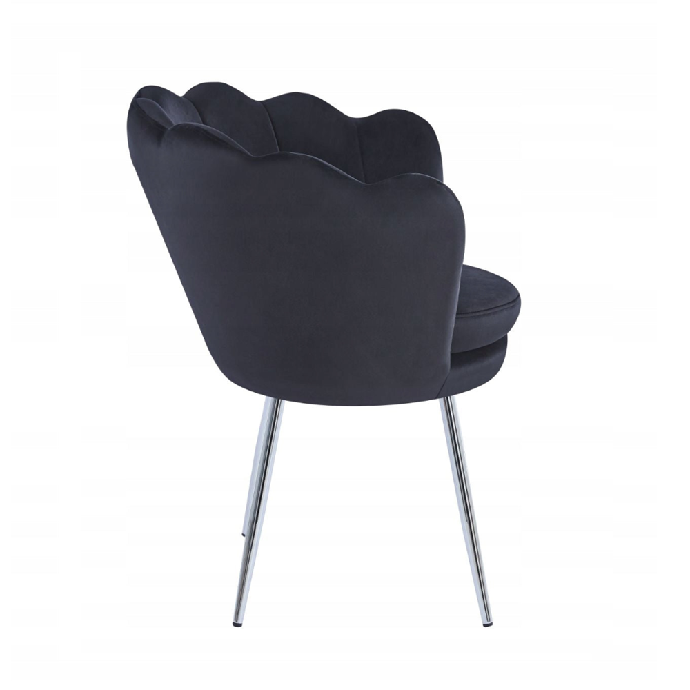 Fotel tapicerowany welurowy Monte 77 cm – Czarny velvet, srebrny chrom