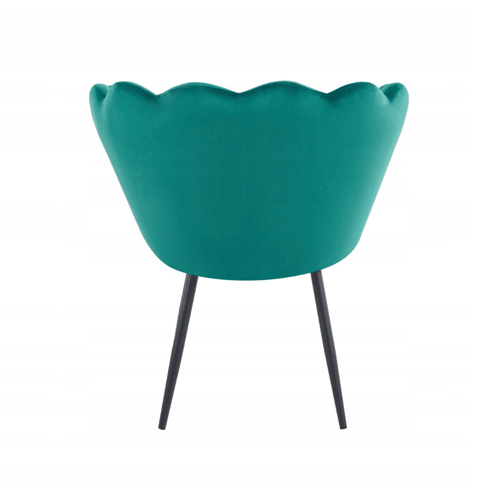 Fotel kubełkowy muszelka Malmo 78x78 cm – Zielony welur, czarne nogi - Reelken Polska