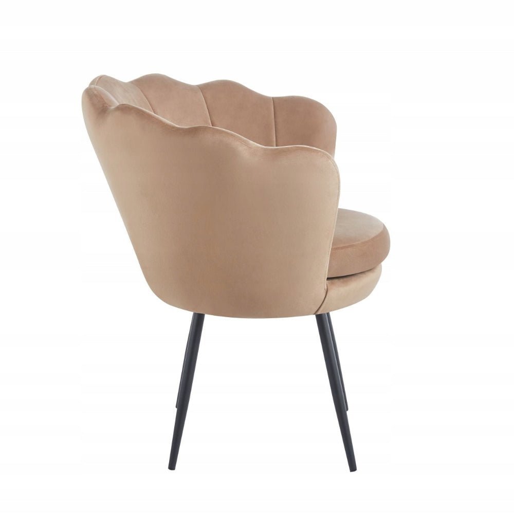 Fotel muszelka welurowy Glamour 78x78 cm – Cappuccino, czarne metalowe nogi - Reelken Polska
