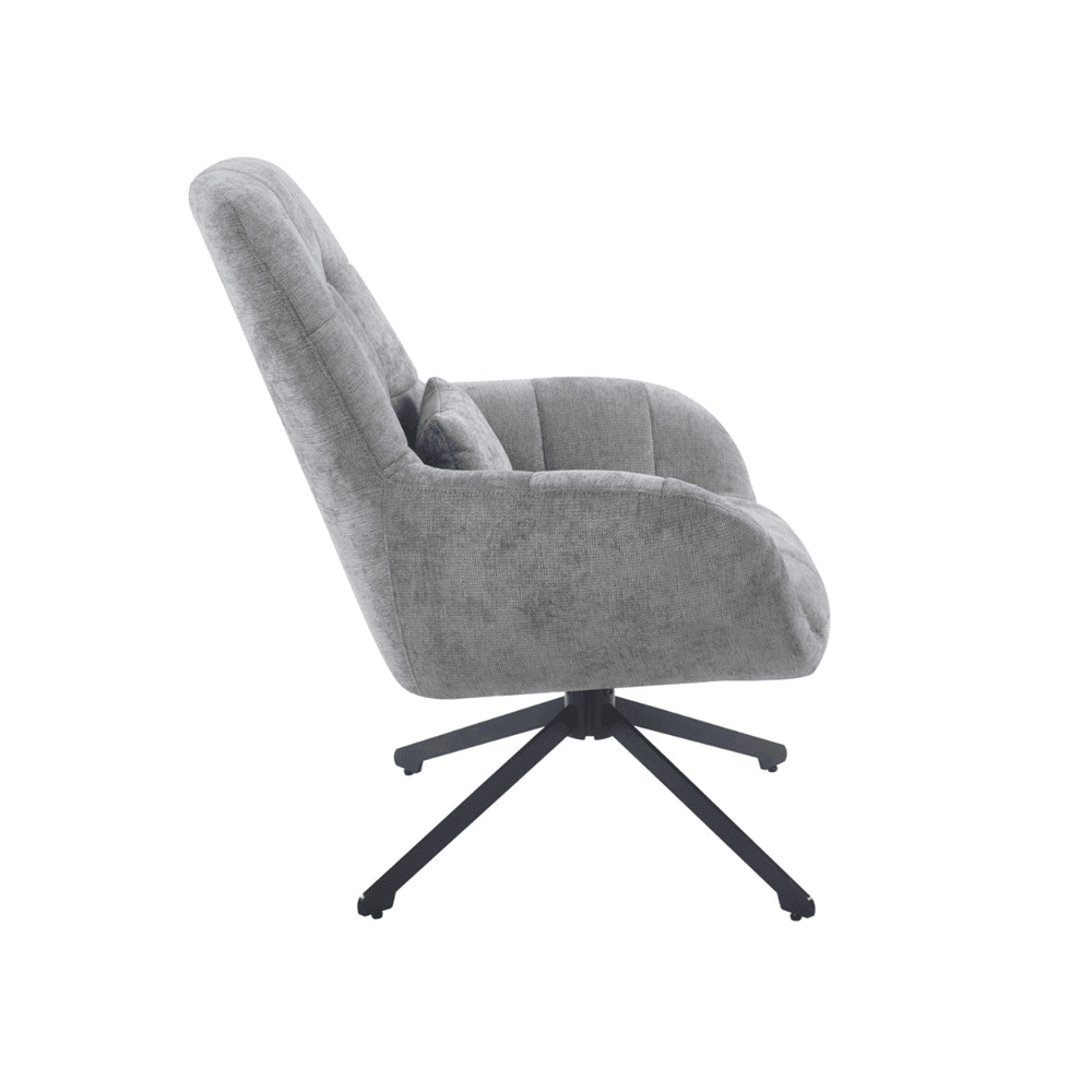 Fotel obrotowy 360° Holms 71x95 cm – Szary, czarny metalowy stelaż - Reelken Polska