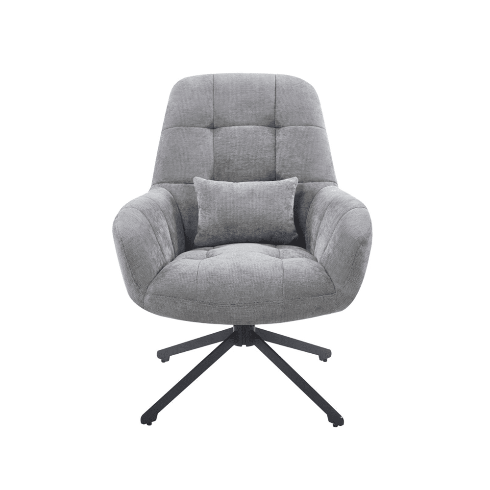 Fotel obrotowy 360° Holms 71x95 cm – Szary, czarny metalowy stelaż - Reelken Polska