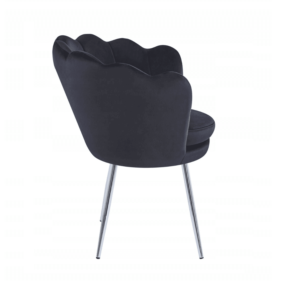 Fotel tapicerowany welurowy Monte 77 cm – Czarny velvet, srebrny chrom - Reelken Polska