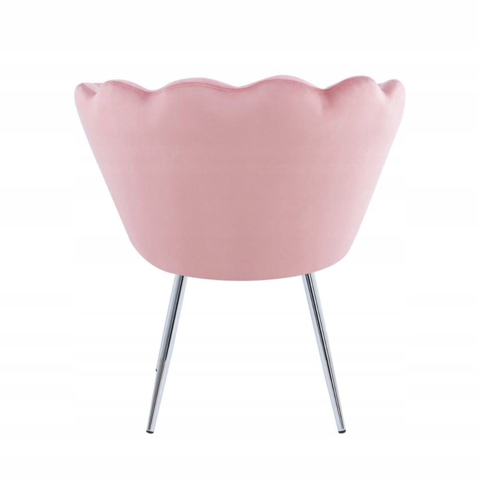 Fotel tapicerowany welurowy Monte 77 cm – Różowy velvet, srebrny chrom