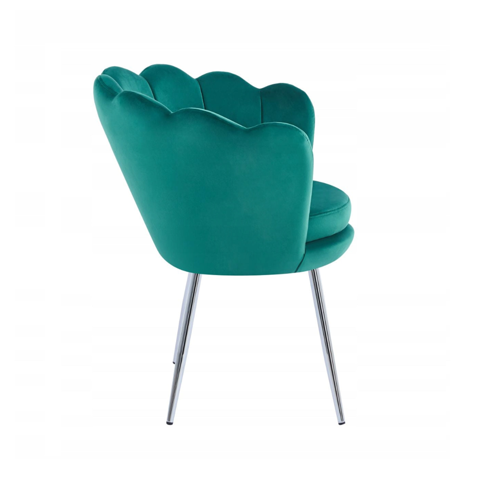 Fotel tapicerowany welurowy Monte 77 cm – Zielony velvet, srebrny chrom
