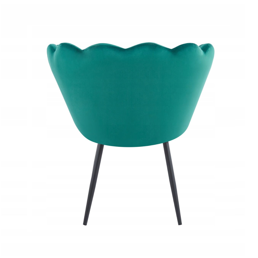 Fotel kubełkowy muszelka Malmo 78x78 cm – Zielony welur, czarne nogi