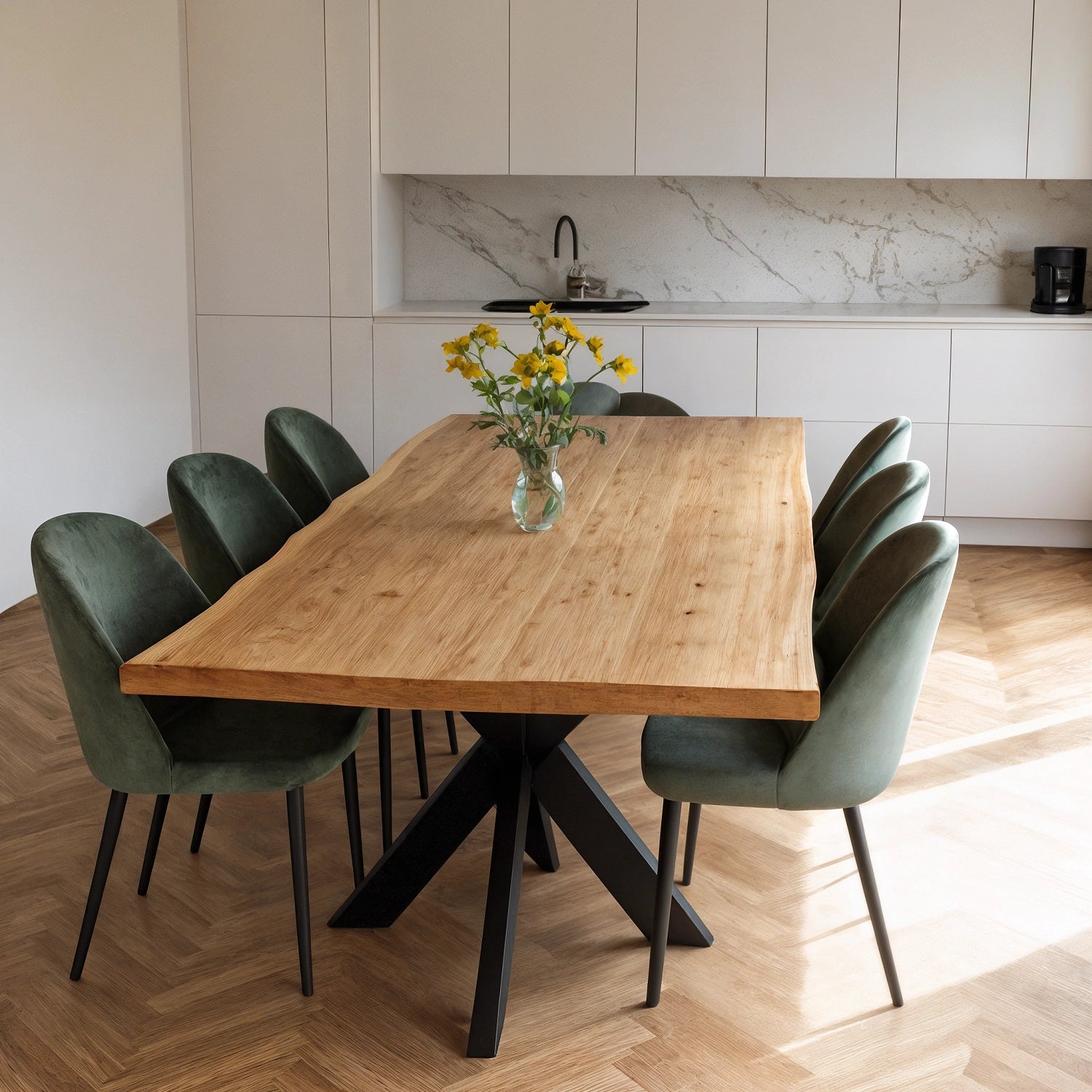 Blat de masa din stejar model rustic - 6 persoane -160x80x4