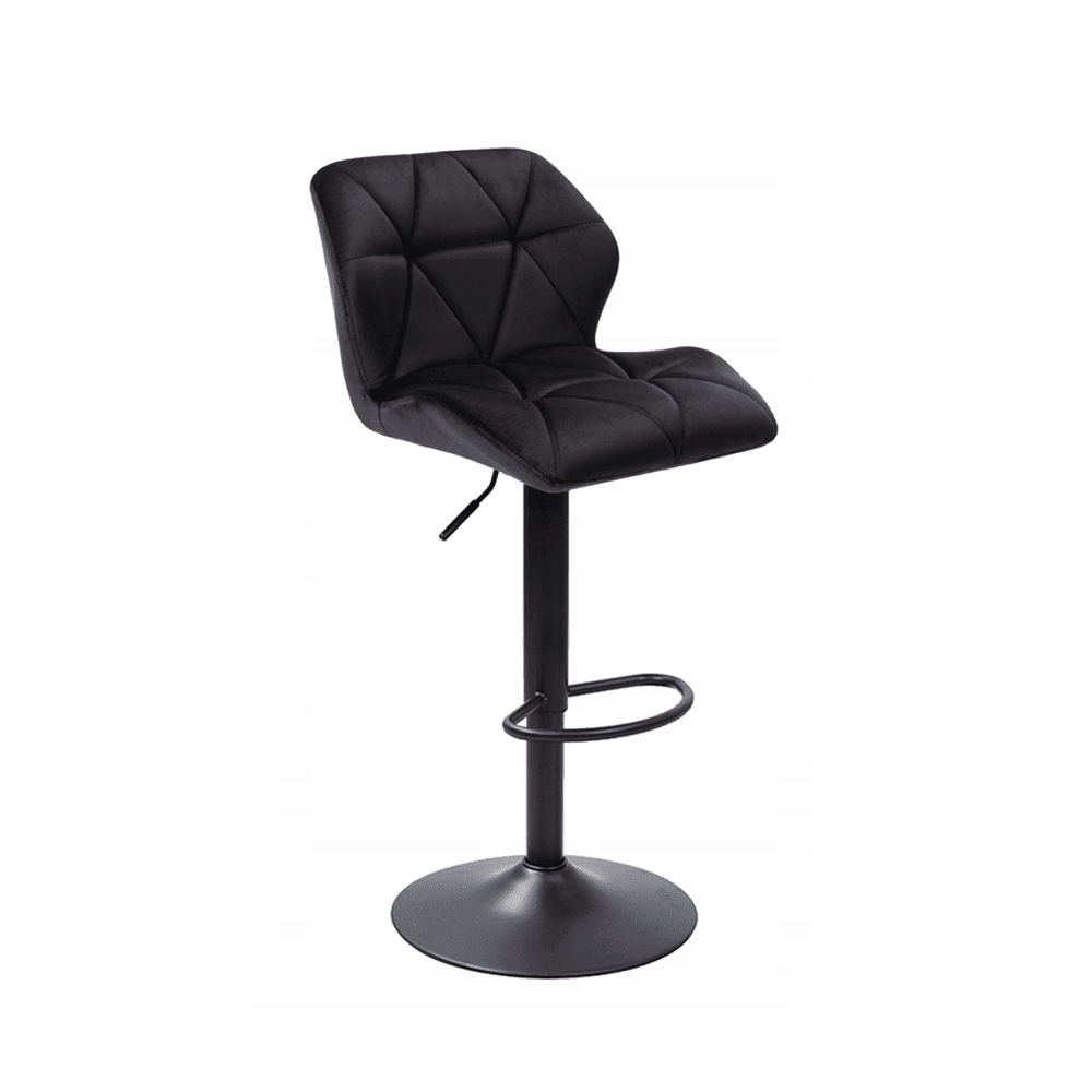 Hoker welurowy regulowany Bari 60–82 cm – Czarny, czarny metalowy stelaż - Reelken Polska