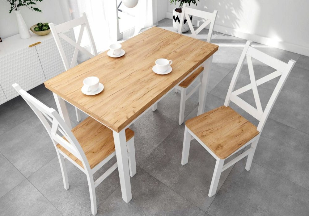 Krzesło drewniane z litej sosny Bergen 94 cm – Białe, siedzisko dąb złoty craft, zmontowane - Reelken Polska