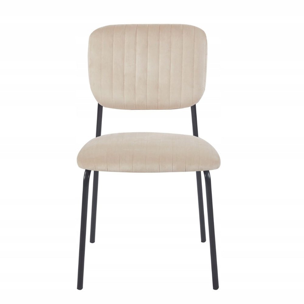 Krzesło jadalniane Bari 85 cm – Beżowy welur, czarne nogi, minimalistyczny loft - Reelken Polska