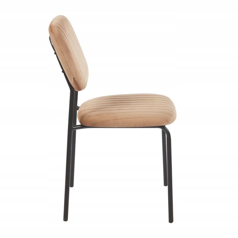 Krzesło jadalniane Bari 85 cm – Welur cappuccino, czarne nogi, minimalistyczny loft - Reelken Polska