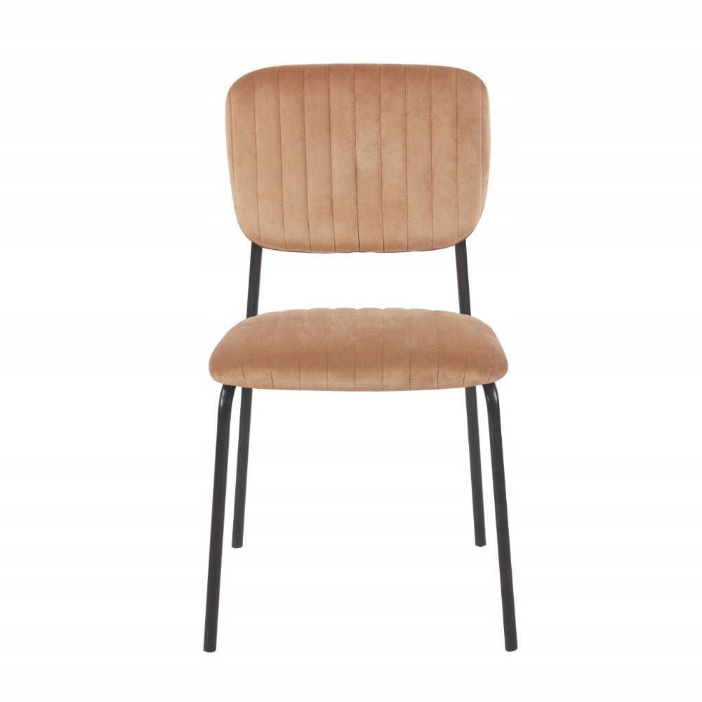 Krzesło jadalniane Bari 85 cm – Welur cappuccino, czarne nogi, minimalistyczny loft - Reelken Polska