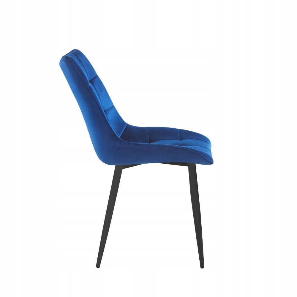 Krzesło pikowane Modena 89 cm – Niebieski welur, czarne nogi, loft - Reelken Polska