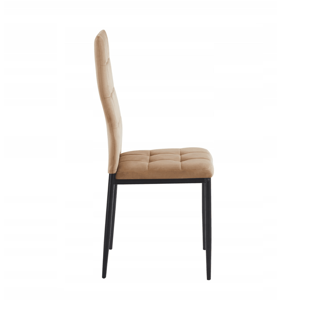 Krzesło pikowane Siena 98 cm – Welur cappuccino, czarne nogi, loft - Reelken Polska