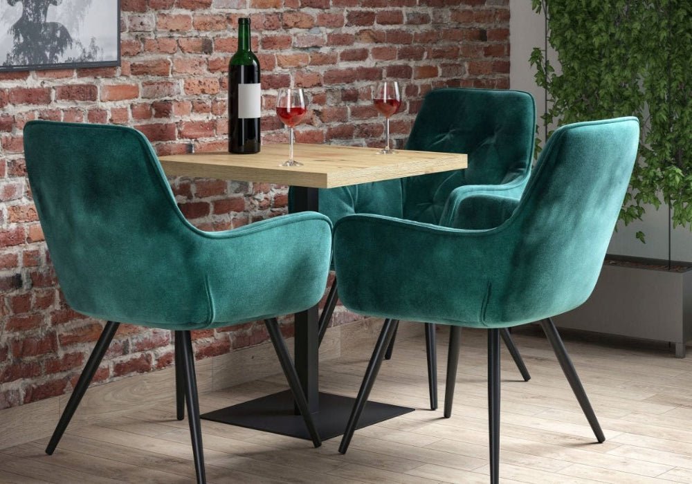 Krzesło pikowane Verona 83 cm – Zielony welur, czarne nogi, loft - Reelken Polska