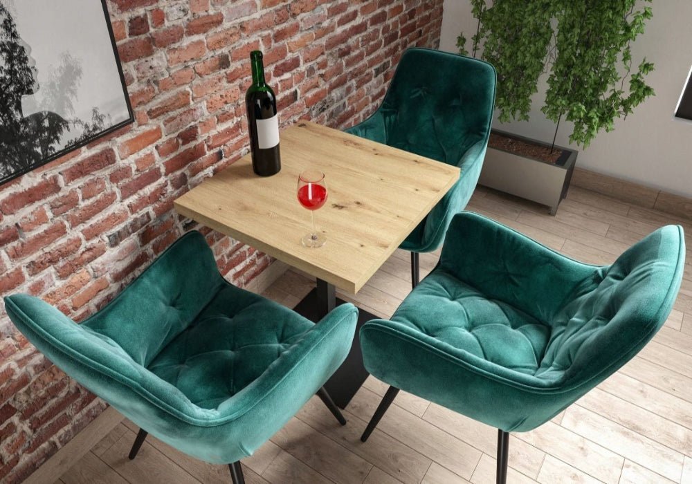 Krzesło pikowane Verona 83 cm – Zielony welur, czarne nogi, loft - Reelken Polska