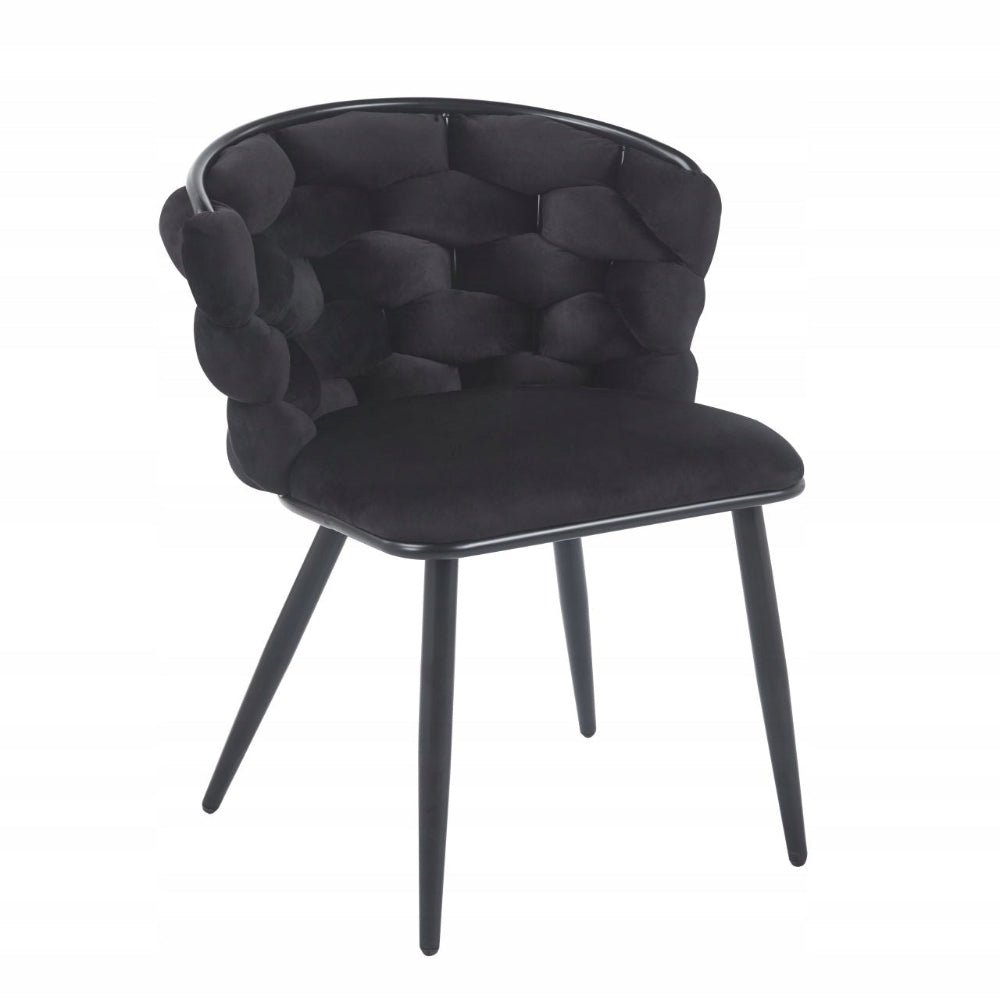 Krzesło plecione welurowe Riviera 57x78 cm – Czarne, czarne metalowe nogi - Reelken Polska