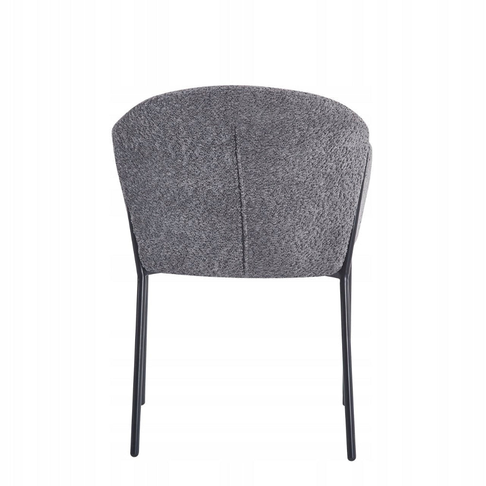 Krzesło skandynawskie tapicerowane bouclé (baranek) 61x89,5 cm – Szare, czarne metalowe nogi - Reelken Polska