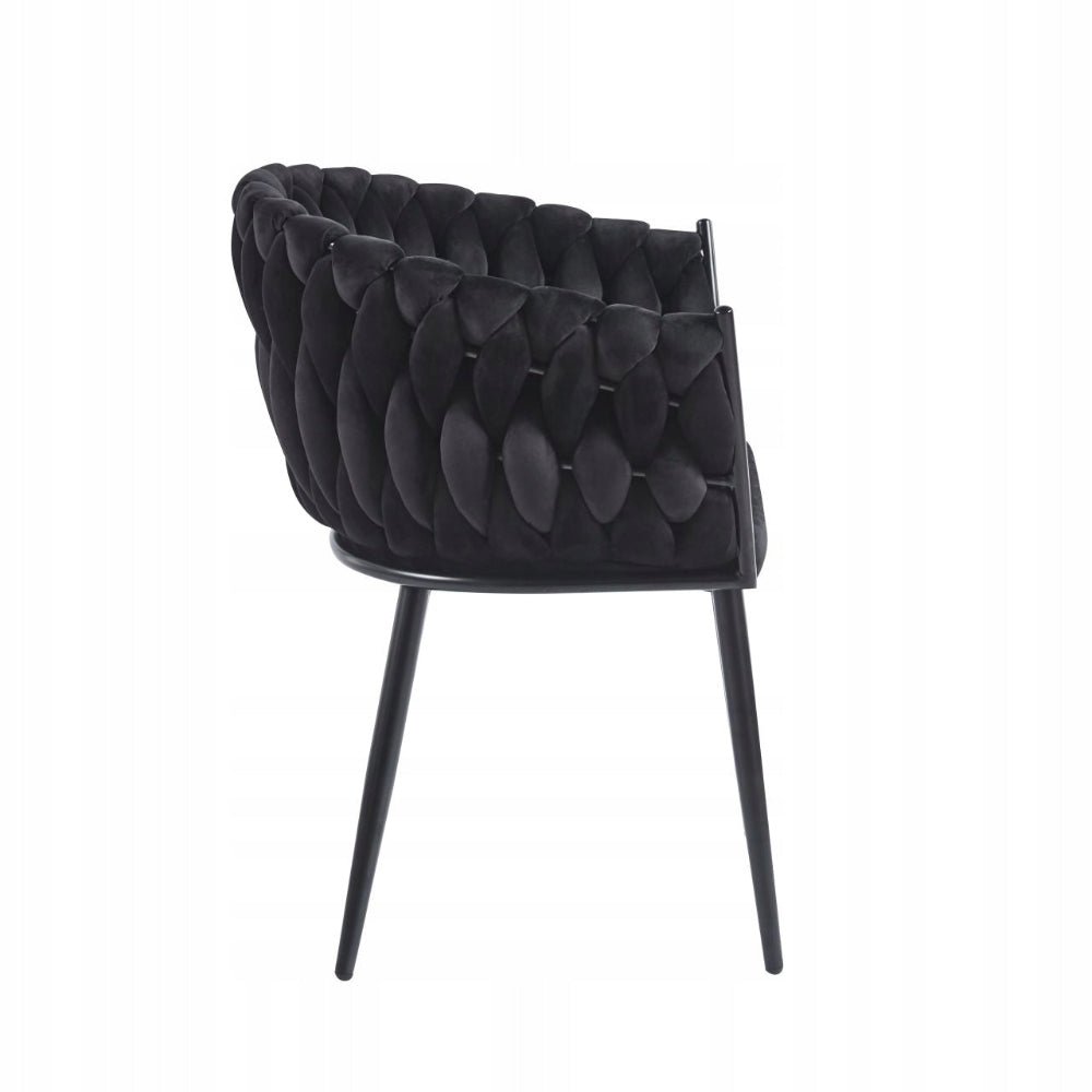 Krzesło tapicerowane Rimini 81 cm – Czarny welur, czarny stelaż, loft - Reelken Polska