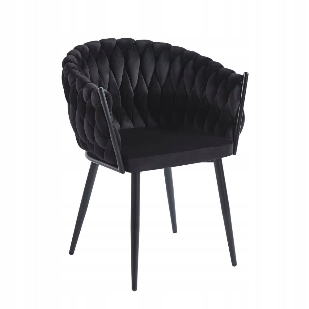 Krzesło tapicerowane Rimini 81 cm – Czarny welur, czarny stelaż, loft - Reelken Polska