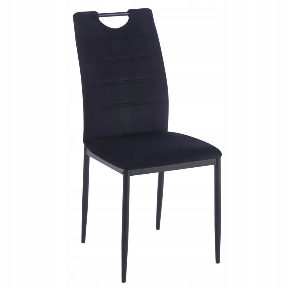 Krzesło tapicerowane z uchwytem Modena 92 cm – Czarny welur, czarne nogi, loft - Reelken Polska