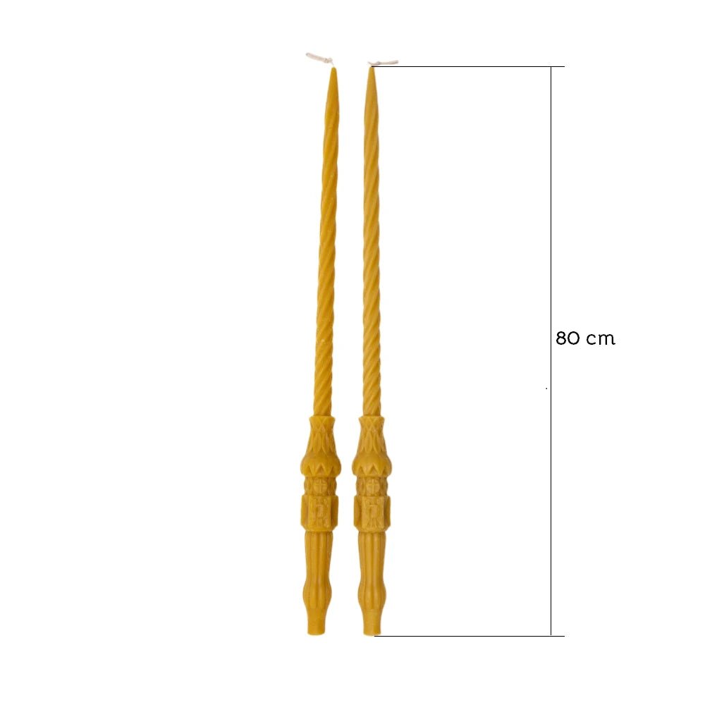 Lumanare pentru botez - cu Arhanghel Mihail Ceara Naturala 60 cm - Reelken