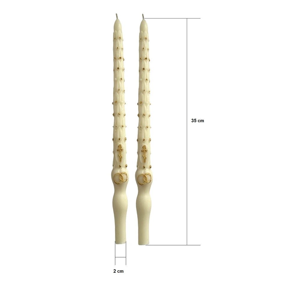 Lumanari de nunta din parafina cu decor auriu - set 2buc - Reelken