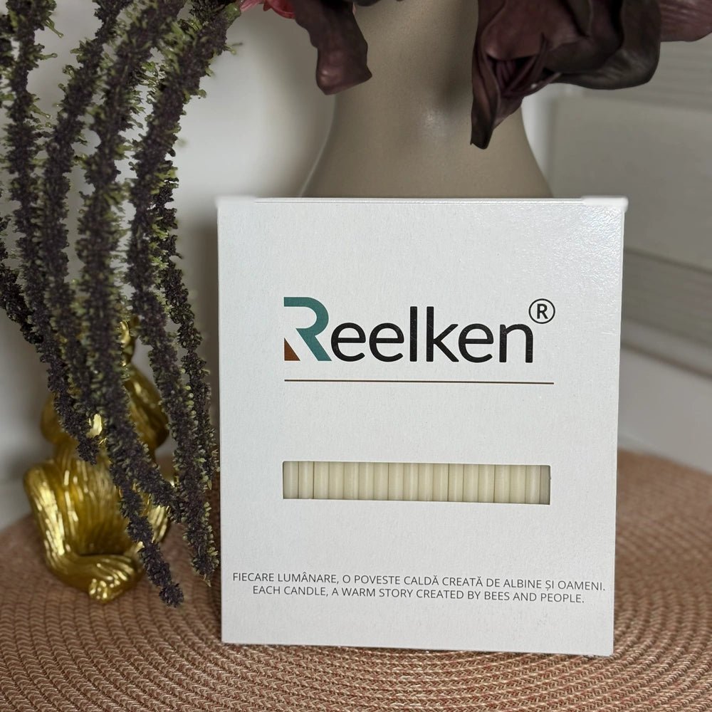 Lumanari decorative din ceara naturala culoare alba Nr. 140 – set 50 bucati - Reelken