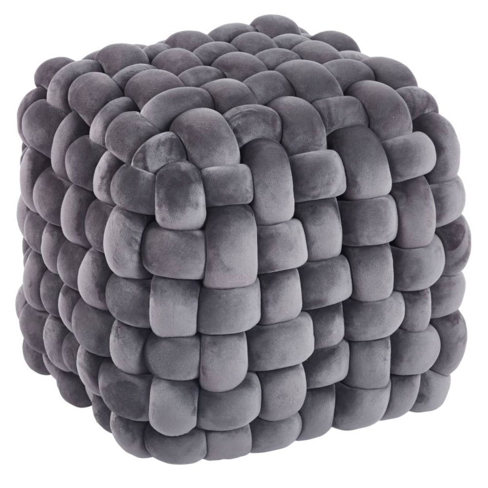 Nowoczesny puf kwadratowy Brescia – Szary (43x43x40 cm) - Reelken Polska