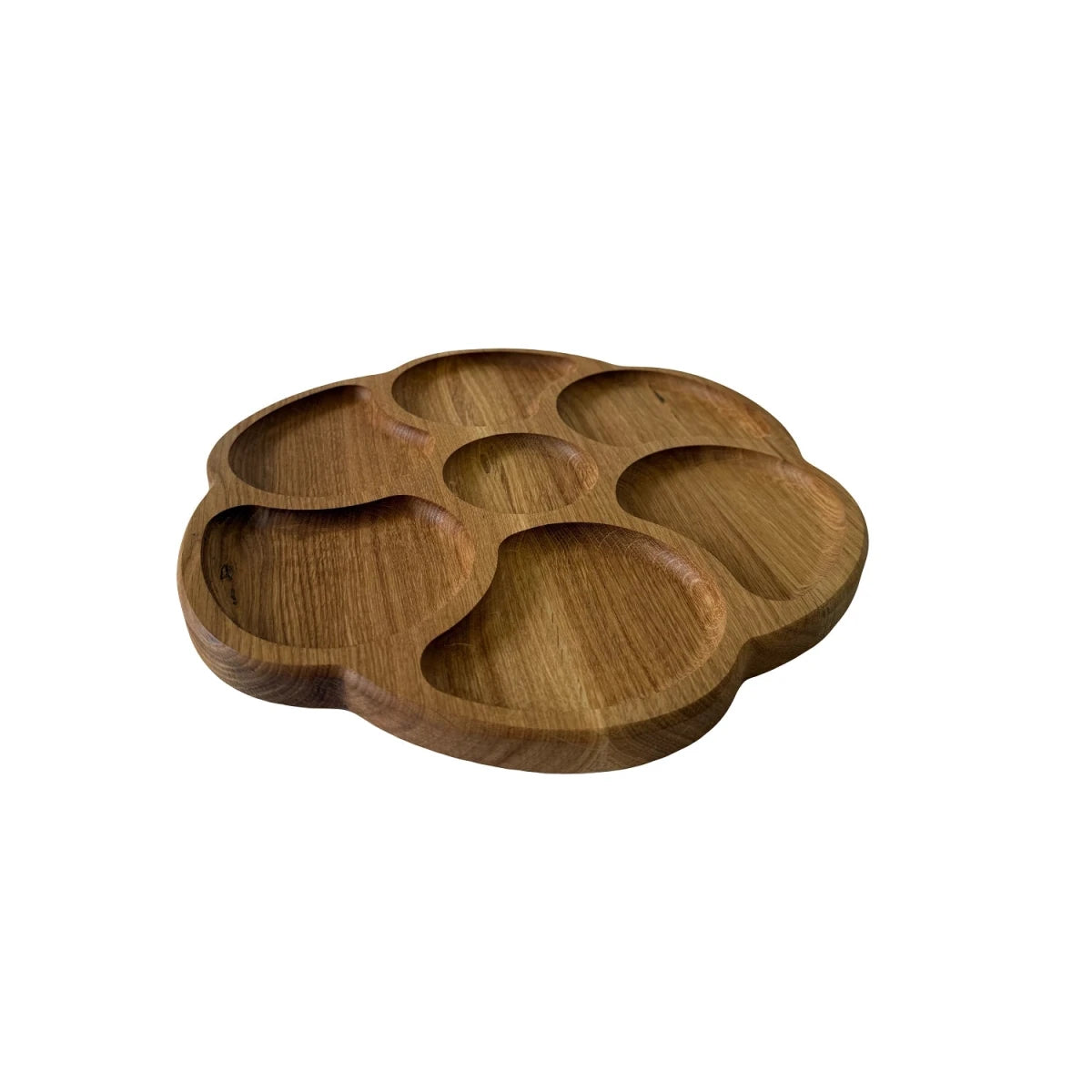 Platou cu 7 compartimente pentru servire branzeturi si gustari – din lemn de stejar 35 cm - Reelken