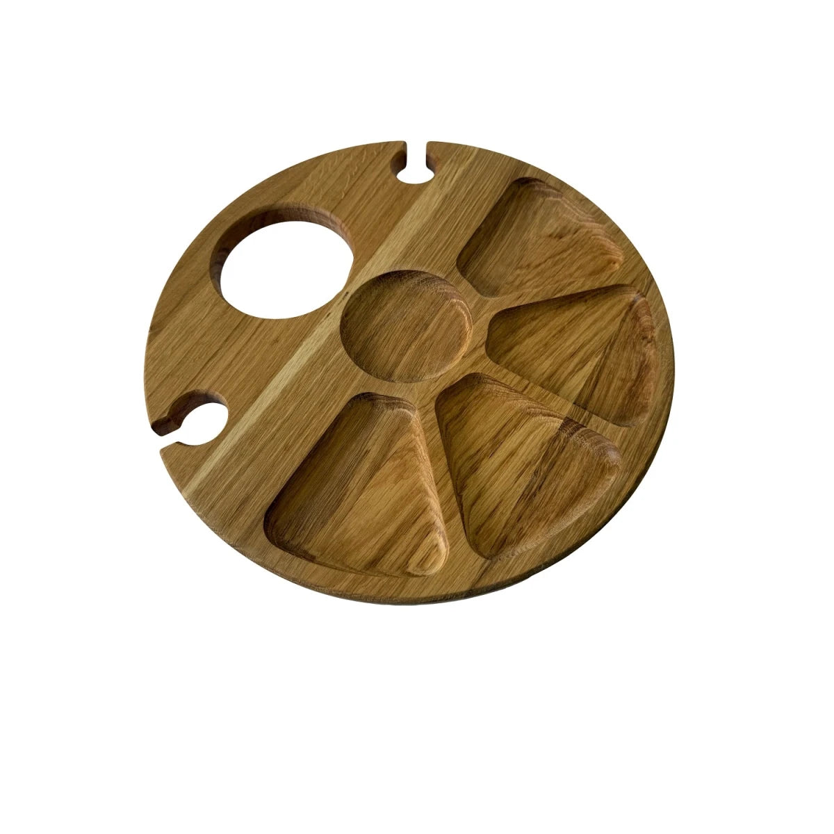 Platou servire rotund din lemn de stejar 35 cm cu picioare – ideal pentru picnic și mese festive - Reelken