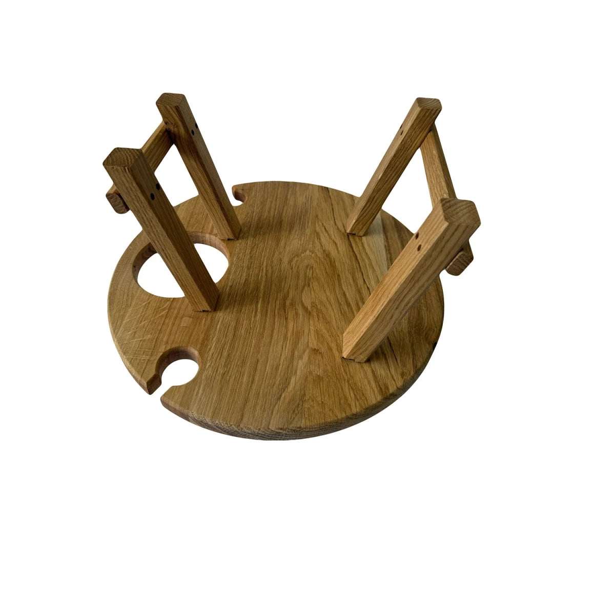 Platou servire rotund din lemn de stejar 35 cm cu picioare – ideal pentru picnic și mese festive - Reelken