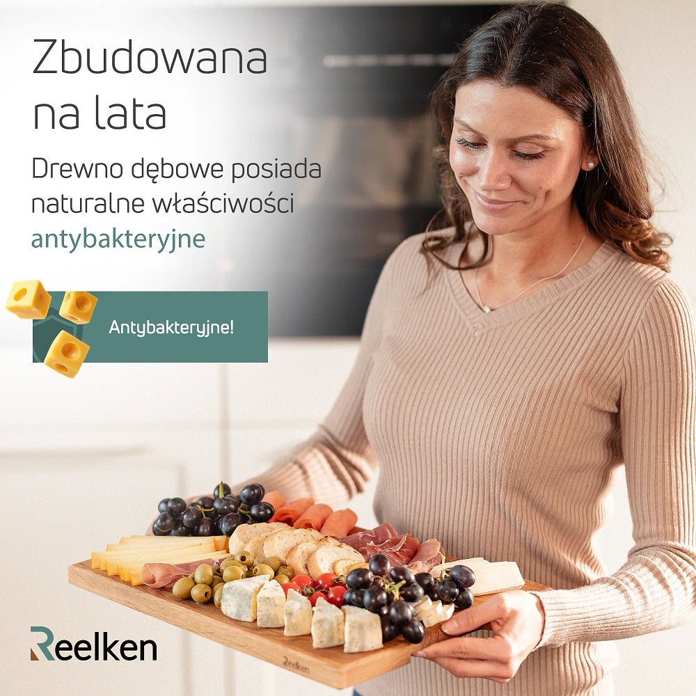 Profesjonalna dębowa deska do krojenia 30x20x2 cm - Reelken Polska