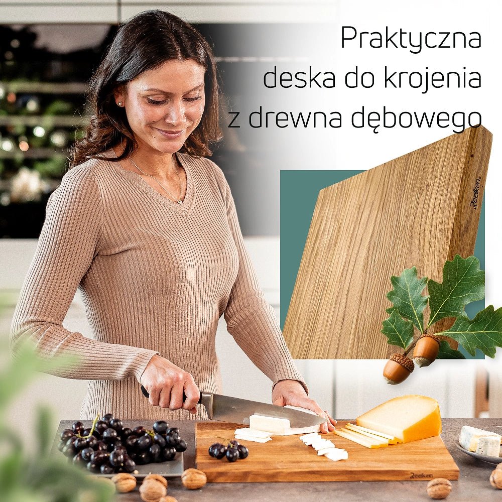 Profesjonalna dębowa deska do krojenia 30x20x2 cm - Reelken Polska