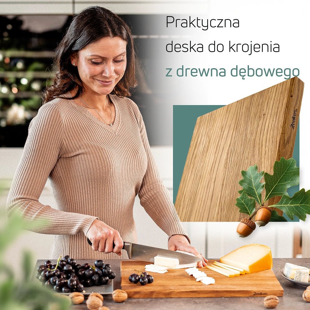 Profesjonalna dębowa deska do krojenia 30x40x2 cm - Reelken Polska