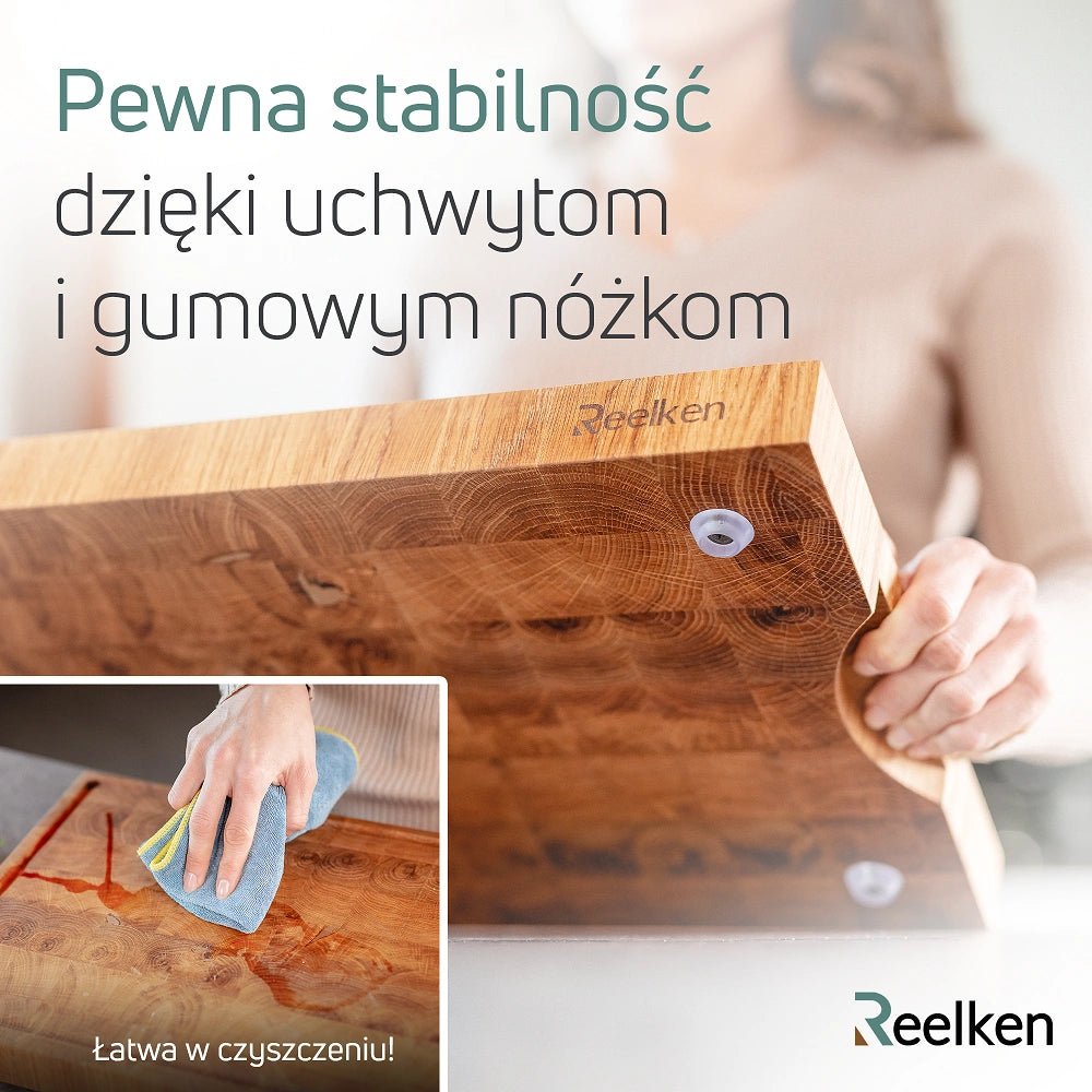 Profesjonalna dębowa deska do krojenia 30x40x4 cm - Reelken Polska