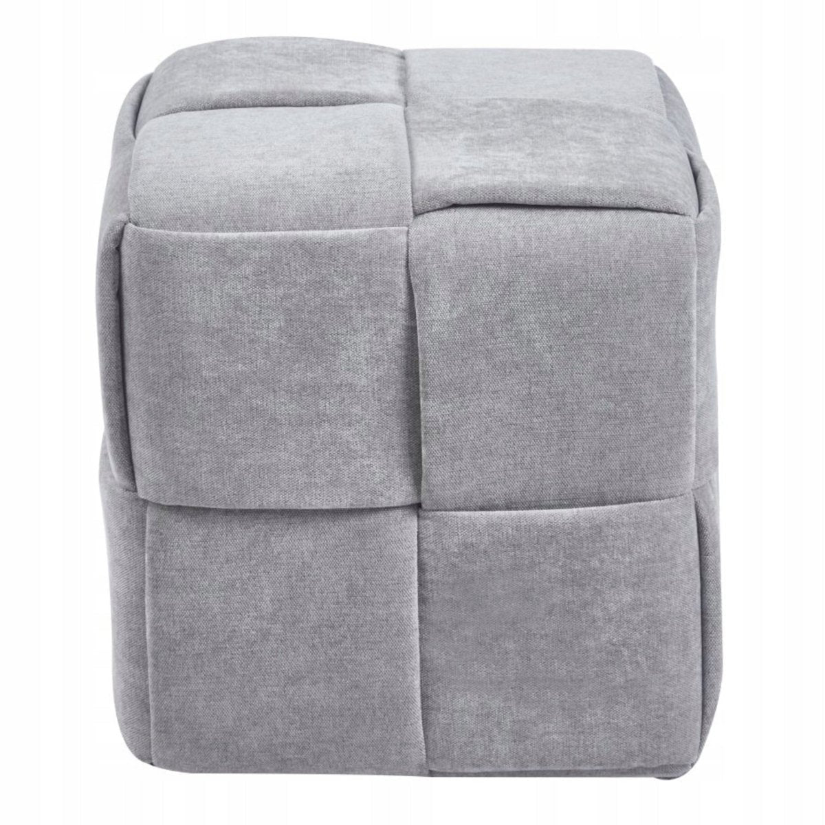 Puf tapitat Furnitex Maloy, gri, pătrat 38x38x38 cm, cusături geometrice, suport picioare și scaun suplimentar, sarcină max. 100 kg - Reelken Polska