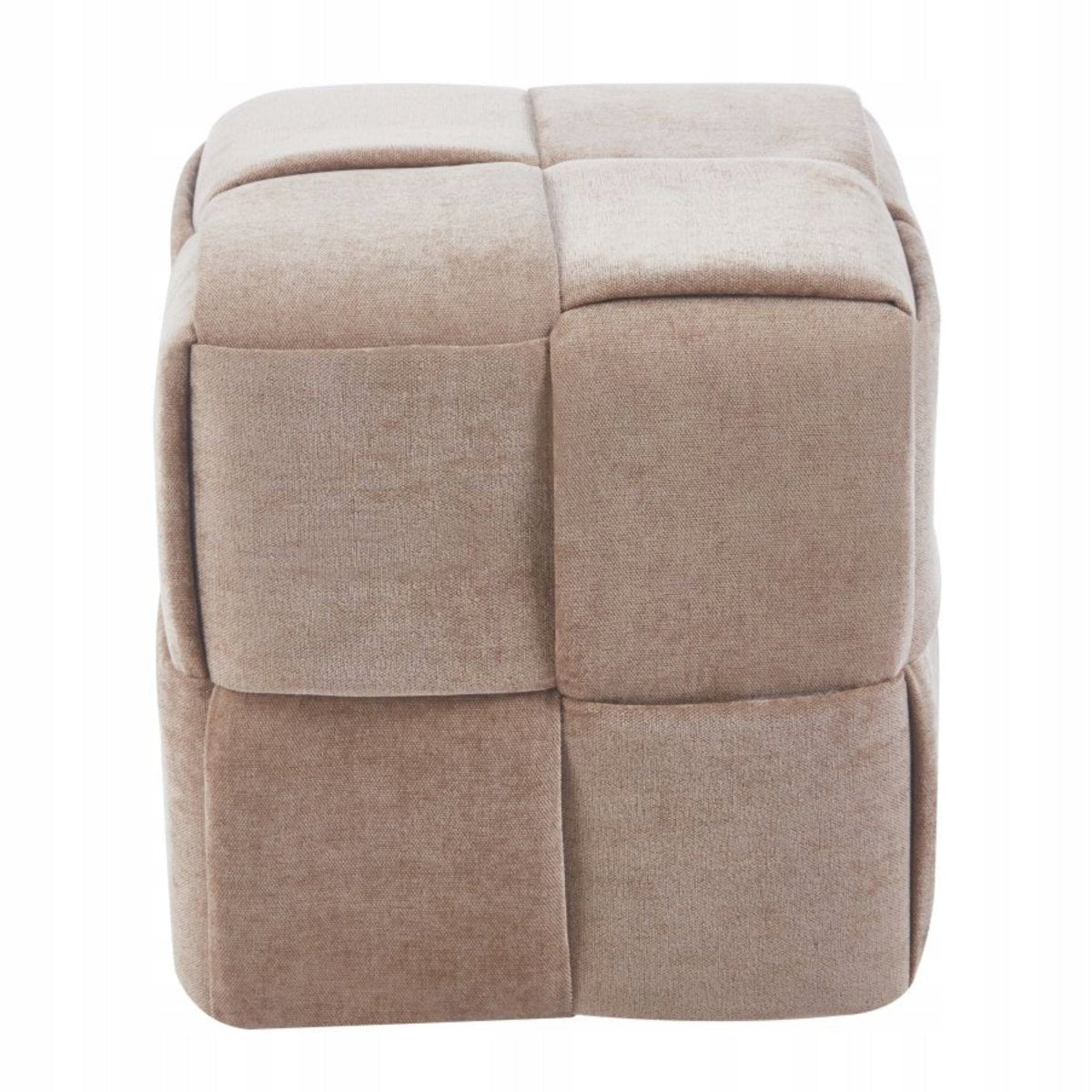 Puf tapitat pătrat Furnitex Maloy, culoare cappuccino, 38x38x38 cm – scaun suplimentar și suport pentru picioare, model P6-FX - Reelken