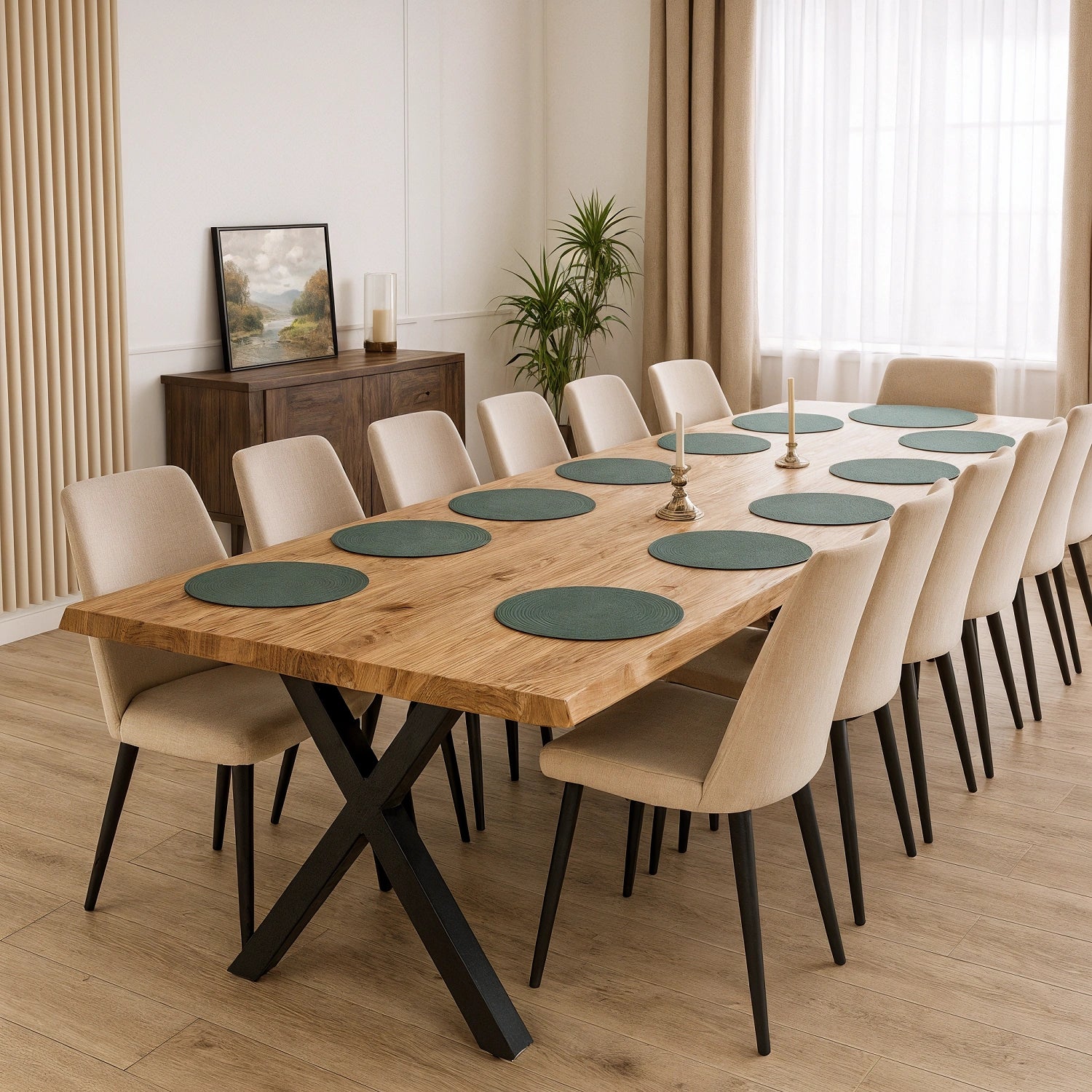 Drewniany blat z litego dębu – model rustykalny 260×100×4 cm | Reelken