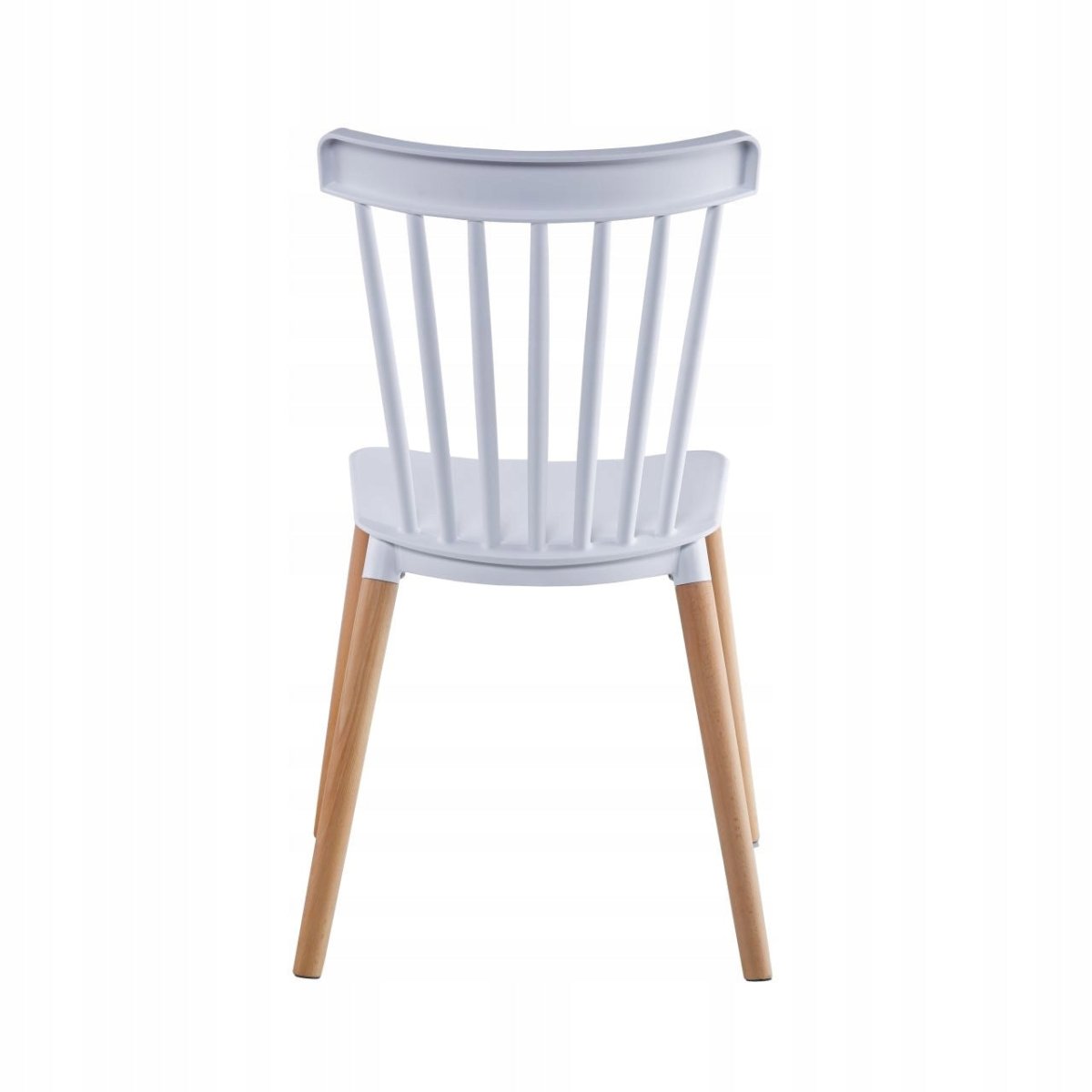 Scaun Scandinavian Furnitex K35-FX, alb, șezut din polipropilenă, picioare din lemn de fag natural, pentru bucătărie și dining, montaj ușor, sarcină max. 120 kg - Reelken Polska