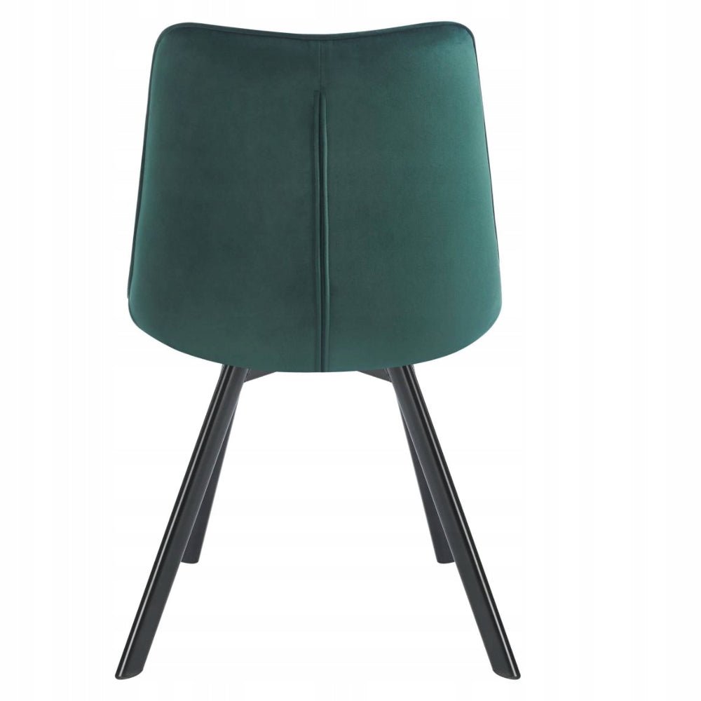 Scaun tapitat din catifea, culoare verde, picioare metalice negre, stil loft, pentru living si dining, 84 cm - Reelken Polska