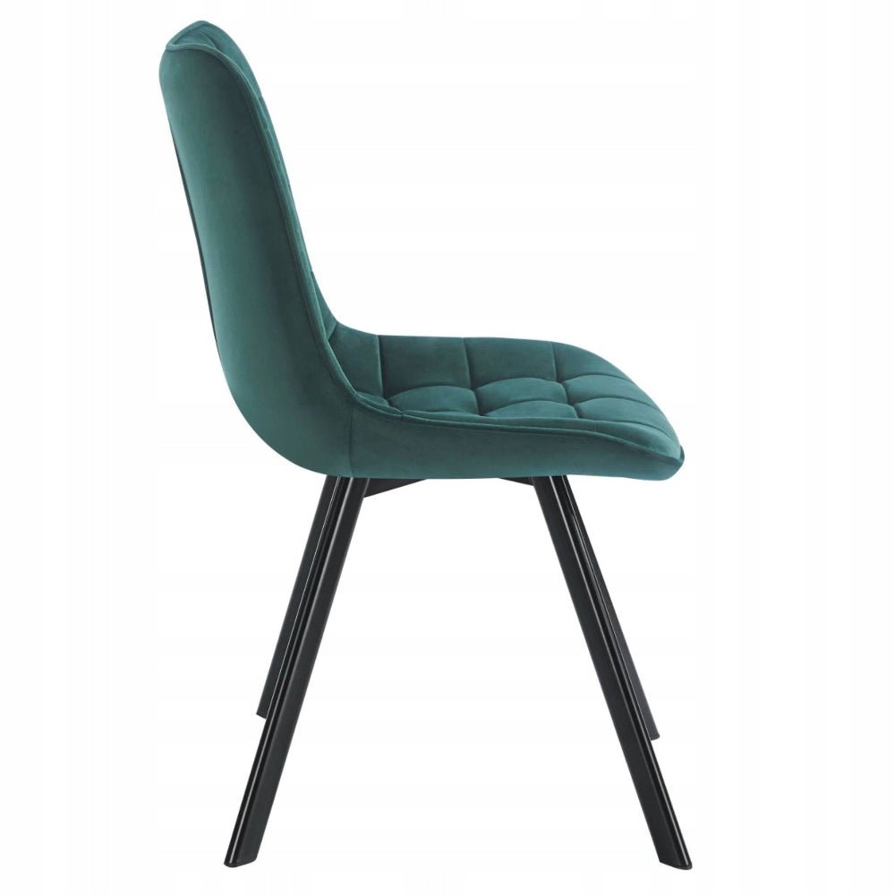 Scaun tapitat din catifea, culoare verde, picioare metalice negre, stil loft, pentru living si dining, 84 cm - Reelken Polska