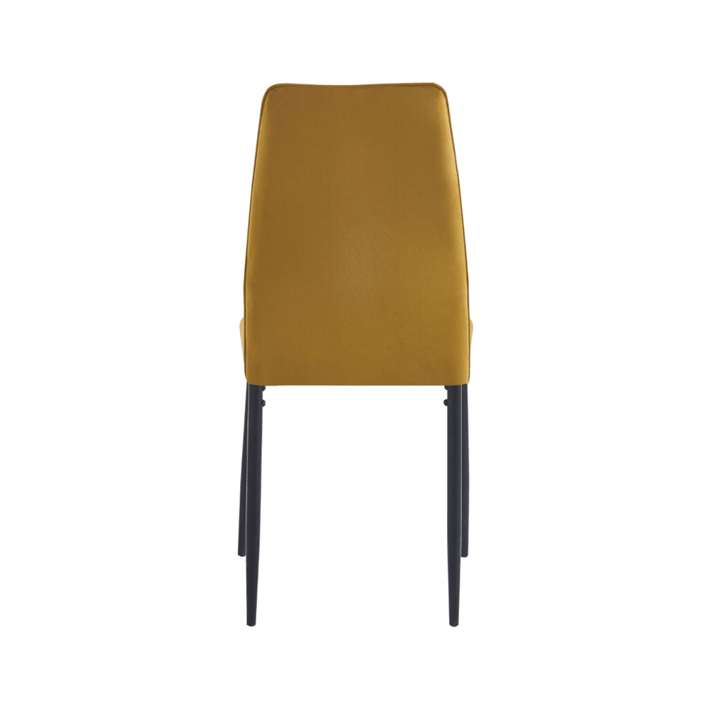 Scaun tapitat din catifea galben/curry, picioare metalice negre, stil Glamour, pentru living/birou, 92 cm - Reelken