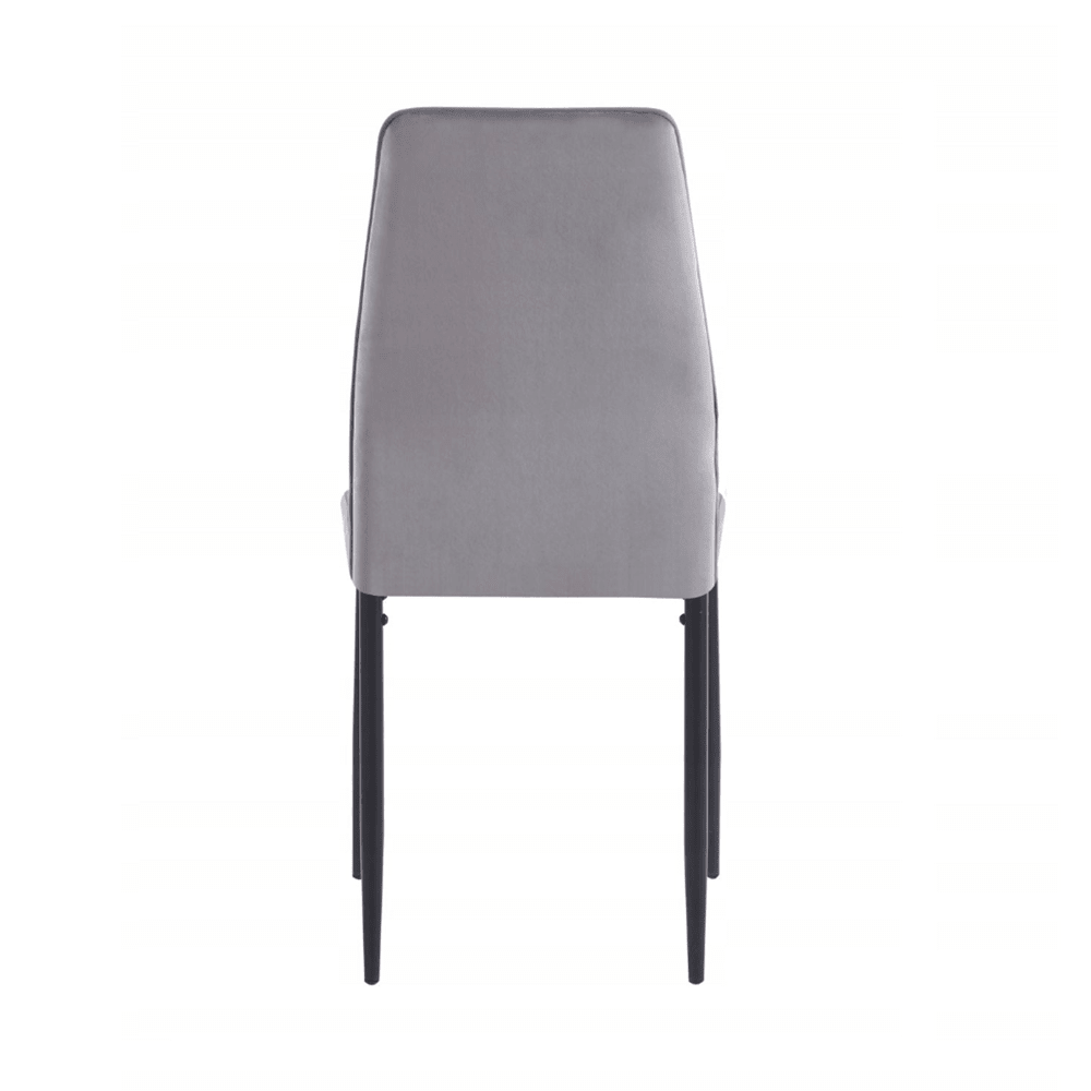 Scaun tapitat din catifea gri, picioare metalice negre, stil Glamour, pentru living/birou, 92 cm - Reelken