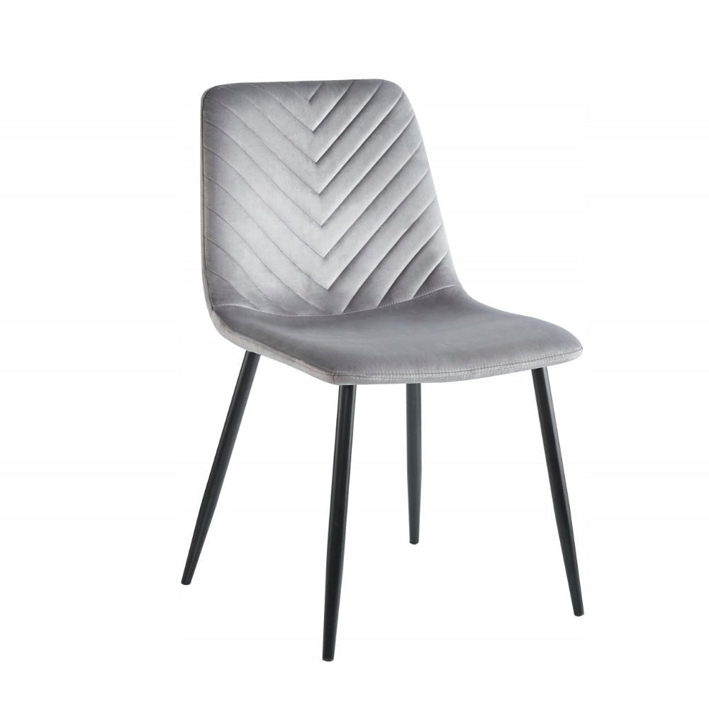 Scaun tapitat din catifea gri, stil loft, picioare metalice negre, pentru living/birou, 87 cm - Reelken