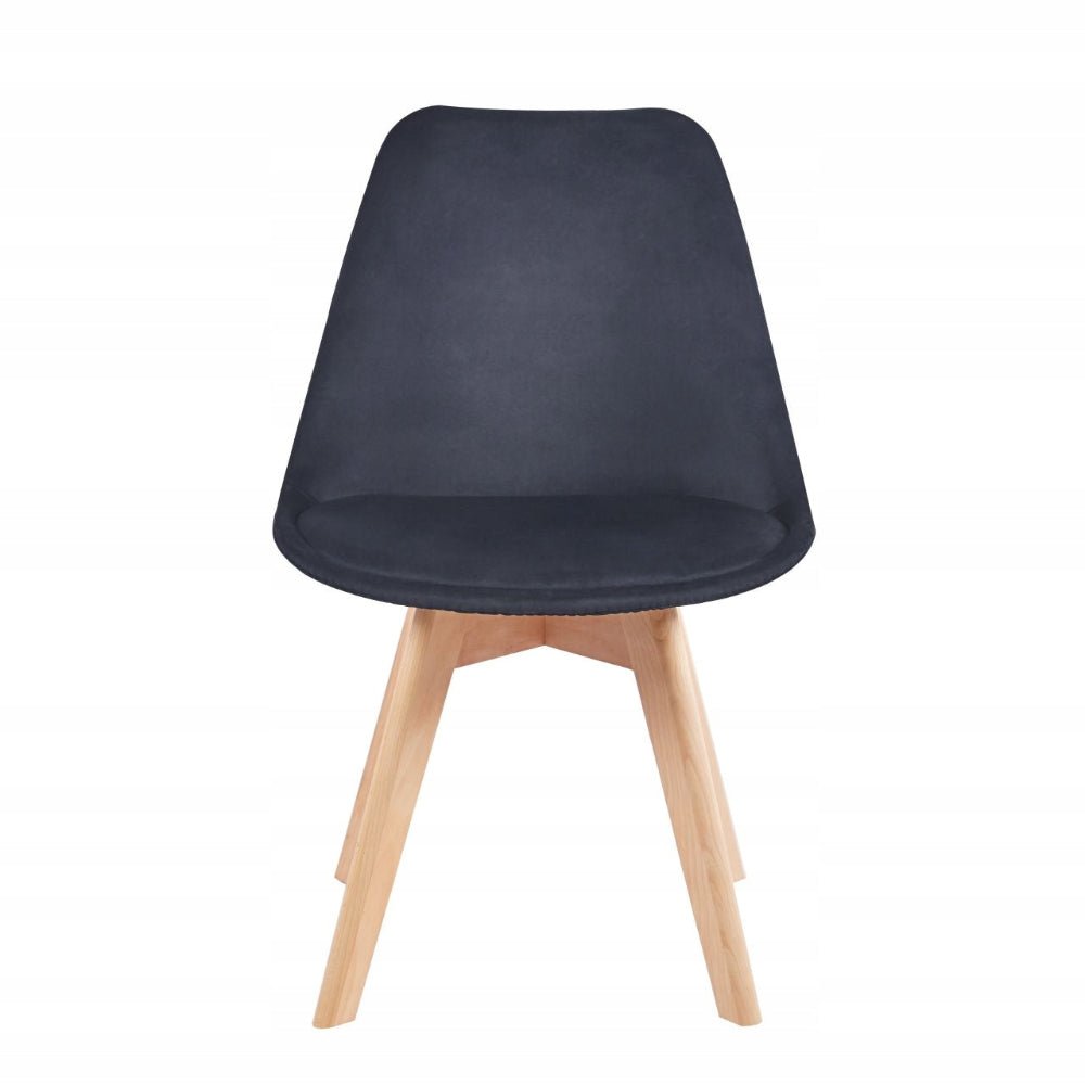 Scaun tapitat din catifea neagra, picioare din lemn de fag natural, pentru dining si living, 83 cm - Reelken